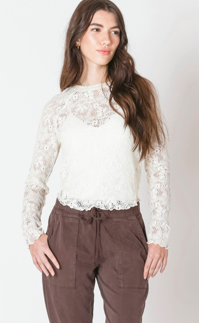 Dex Exposed Seam Lace Top Natural
