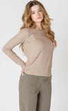 Room 34 Boatneck Textured Top Heather Taupe