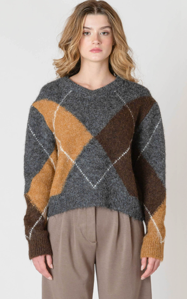 Room 34 Argyle Pullover Neutral