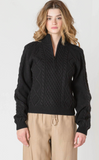Room 34 Half Zip Cable Sweater Black