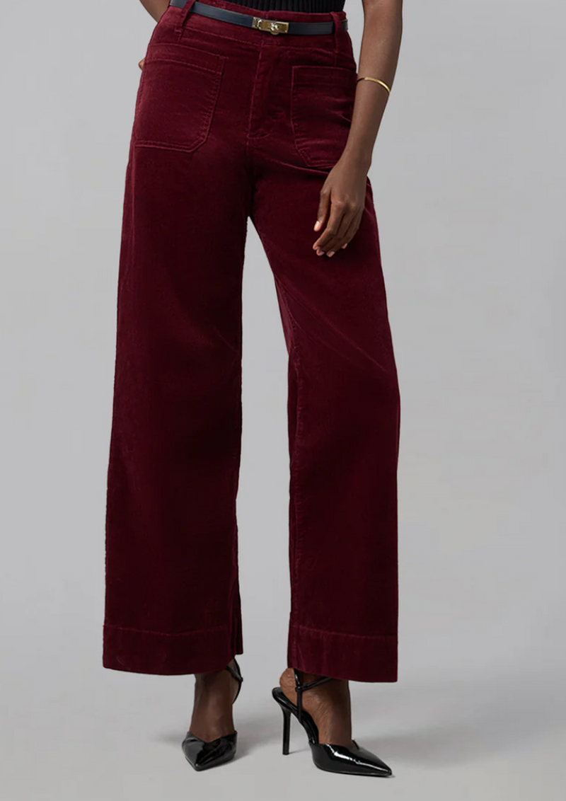 Lola Jeans Colette High Rise Wide Leg Cord Syrah Red