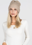 Cest Moi Ribbed Beanie Hat Heather Camel