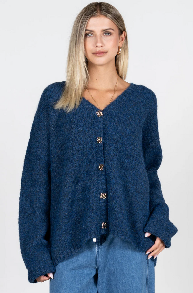 Cest Moi Oversized Cardigan Heather Navy