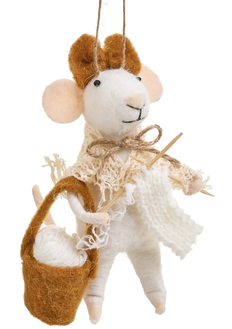 ADV Knitting Mouse Ornament White