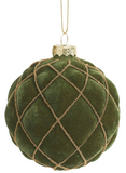 ADV Velvet Ball Ornament In Olive Green
