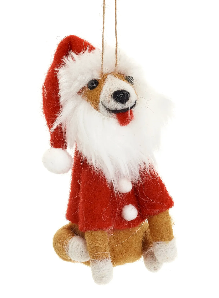 ADV Felt Santa Dog Ornament