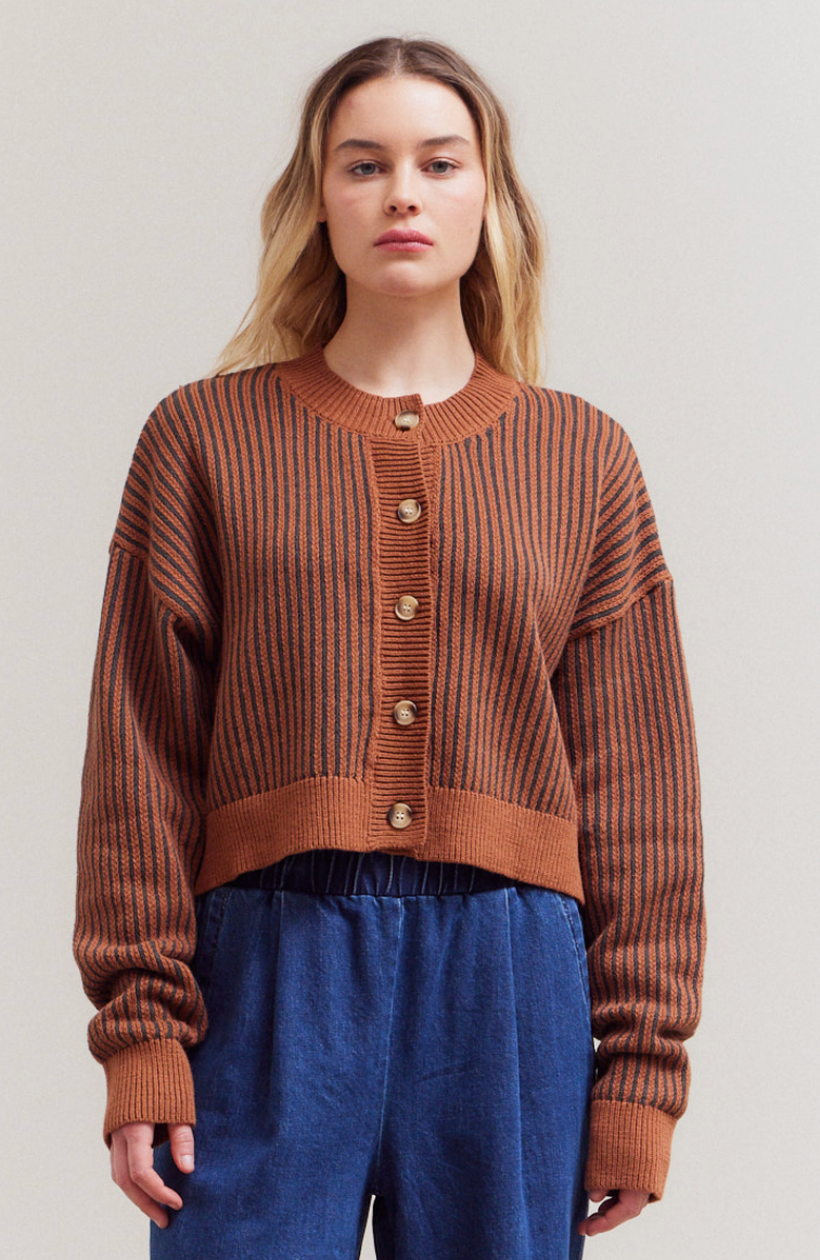 Grade & Gather Susie Knit Cardigan Brown Sugar