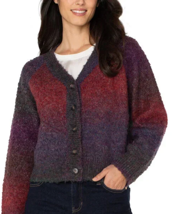 Liverpool Ombre Knit Cardigan Berry