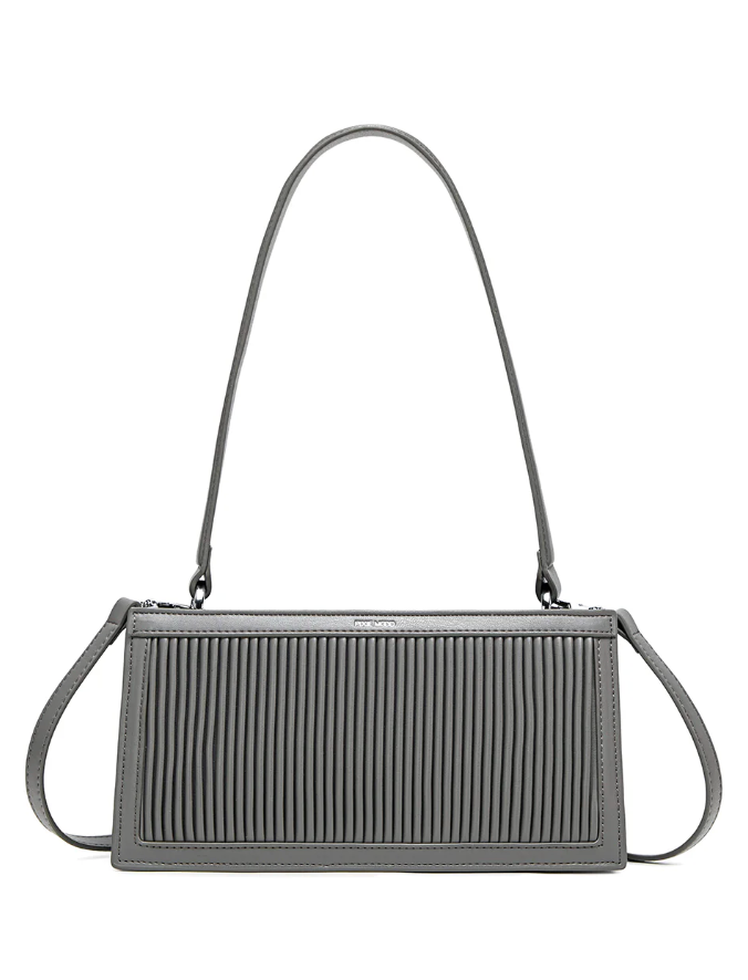 Pixie Mood Abigail Clutch Bag Grey Pleated