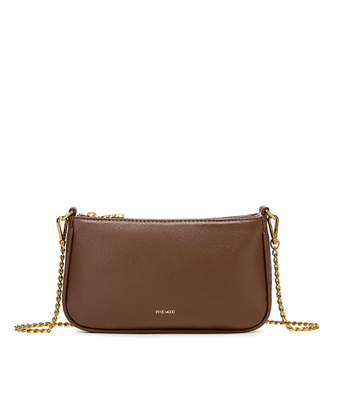 Pixie Mood Francine Chain Crossbody Espresso Brown