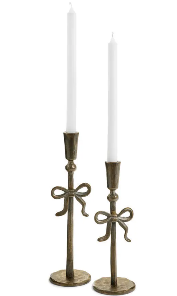 ADV Brass Bow Taper Candle Holder Large