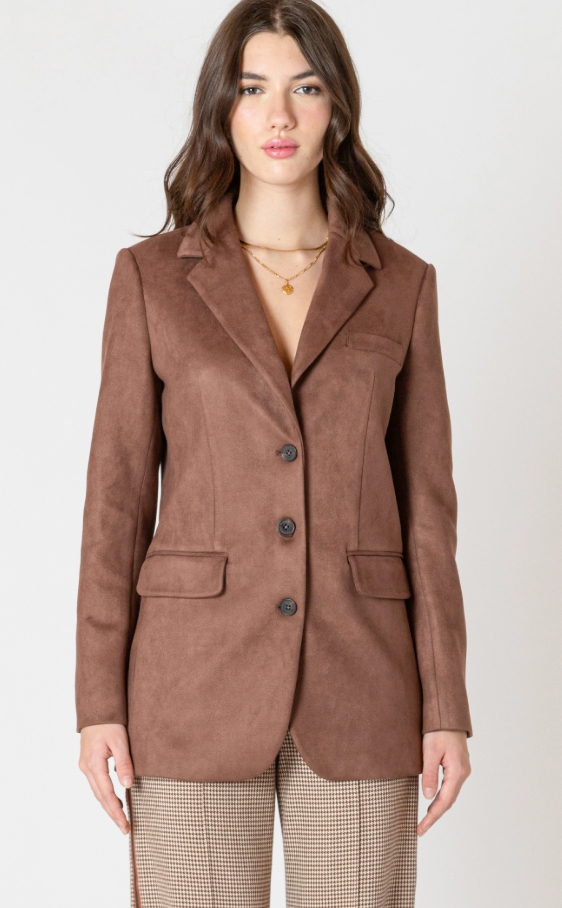 Black Tape Faux Suede Blazer Chocolate