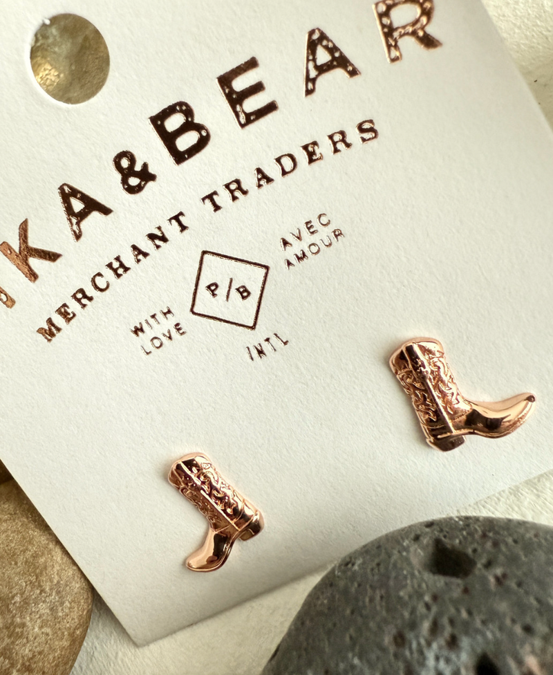 Pika & Bear Dolly Cow Boy Boot Stud Rose Gold