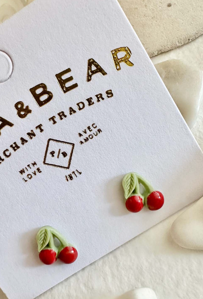 Pika & Bear Pomona Cherry Stud Porcelain