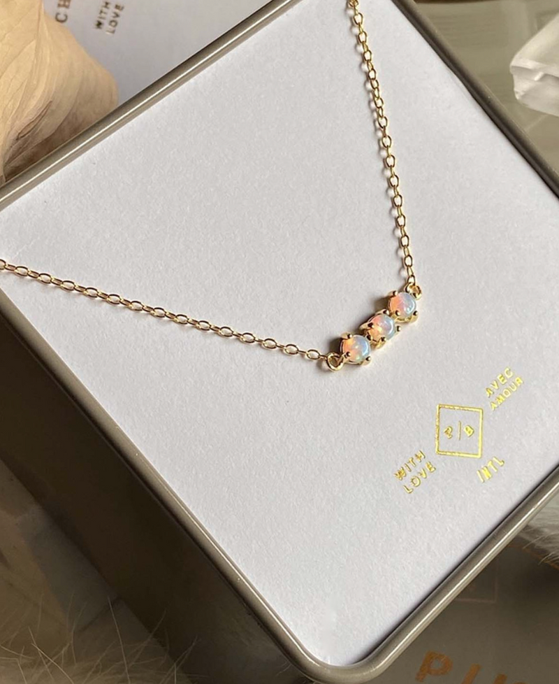 Pika & Bear Three Sisters Opal Necklace Gold