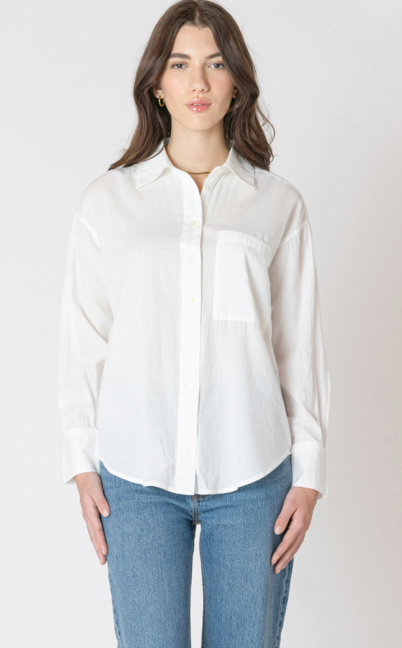 Dex Textured Button Blouse White