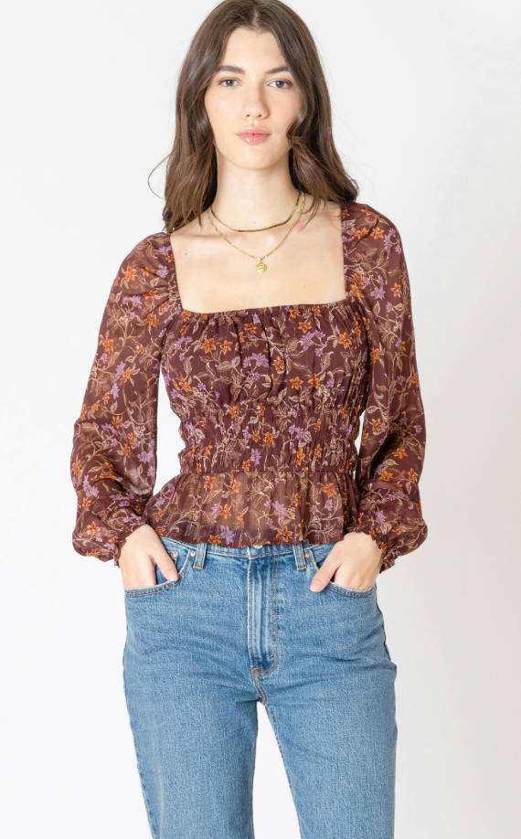 Dex Square Neck Blouse Wild Flower
