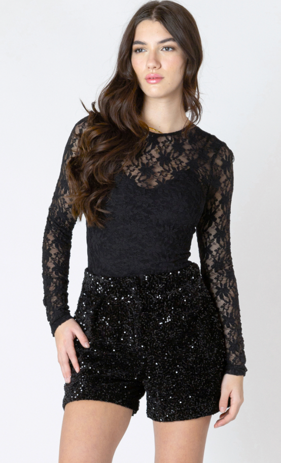 Dex Stretch Lace Top Black