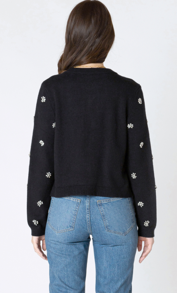 Dex Embellished Tie Front Cardigan Black