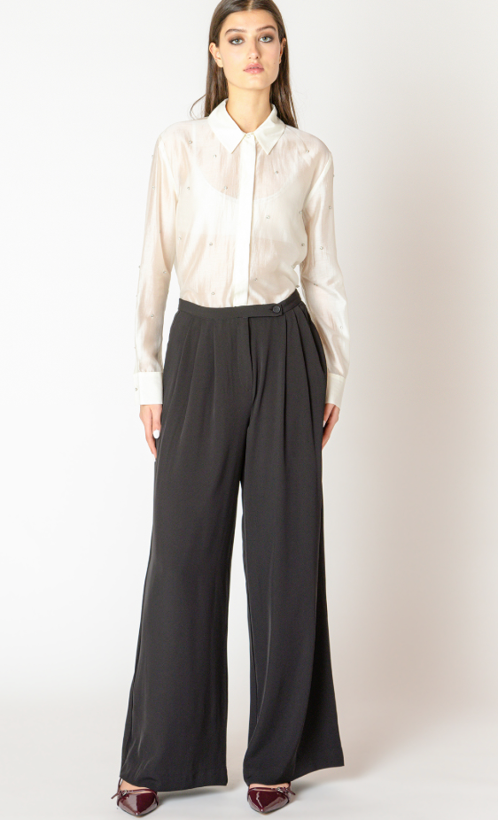Black Tape Wide Flowy Pant Black
