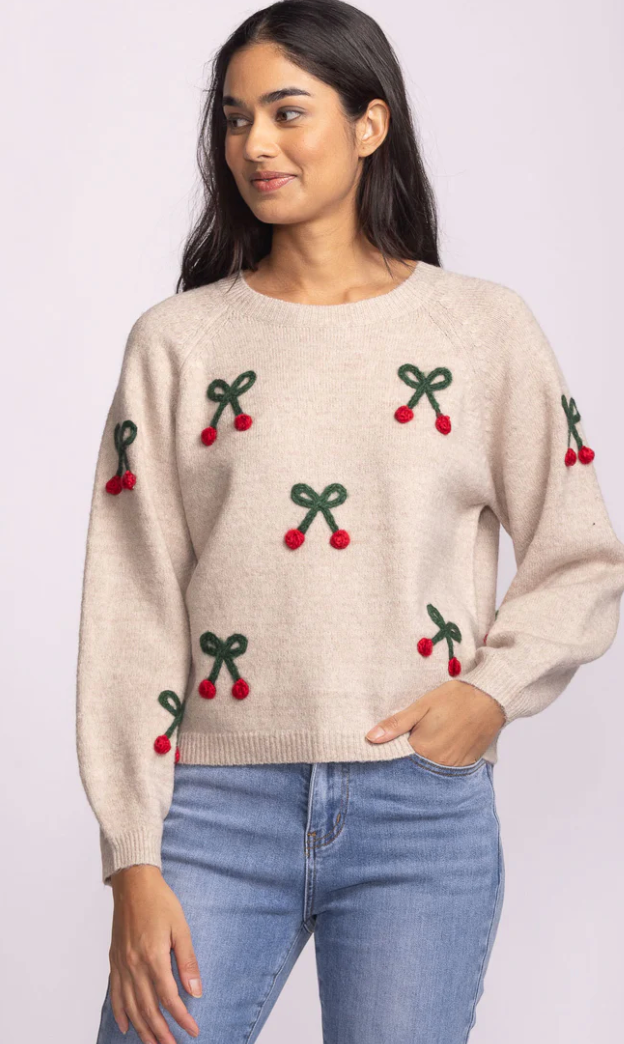 Pink Martini Mon Cherry Sweater Beige