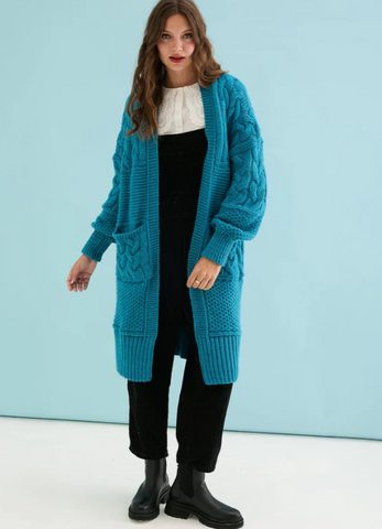 Cara & The Sky Alex Long Cardigan Teal