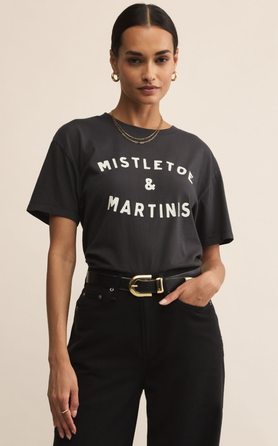 Z Supply Mistletoe Boyfriend Tee Black