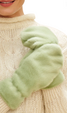 Powder Fluffy Teddy Mittens Sage