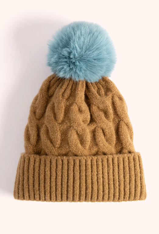 Powder Elise Bobble Hat Chocolate & Ice