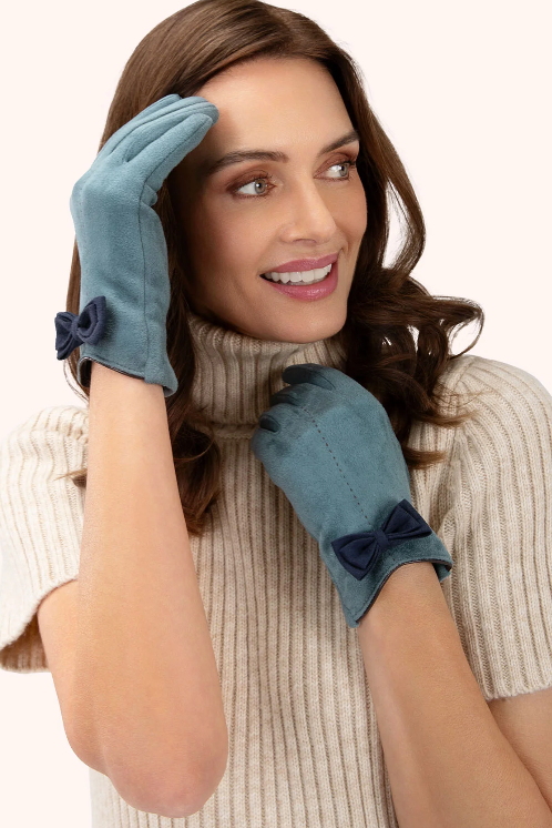 Powder Adalyn Faux Suede Gloves Ice Navy