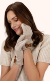 Powder Adalyn Faux Suede Gloves Taupe Chocolate