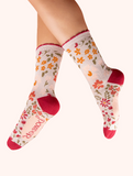 Powder Womens Socks Flower Meadow Cream