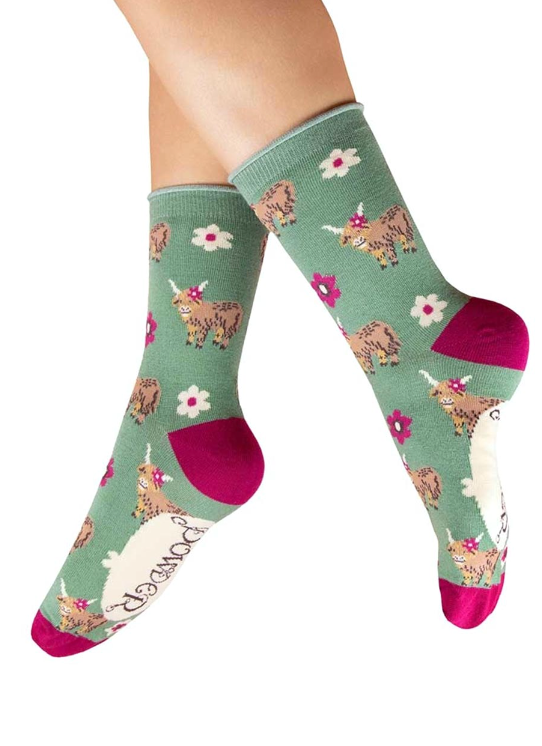 Powder Womens Socks Highland Cows
