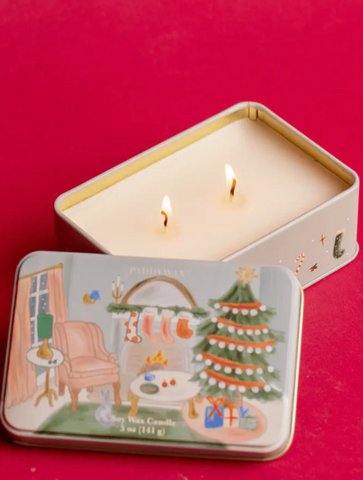 Paddywax Christmas Tin Living Room Persimmon & Chestnut