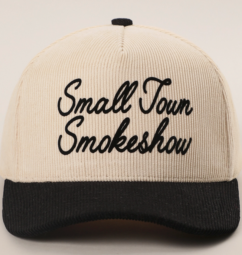 Fashion City Small Town Smokeshow Cord Cap Black