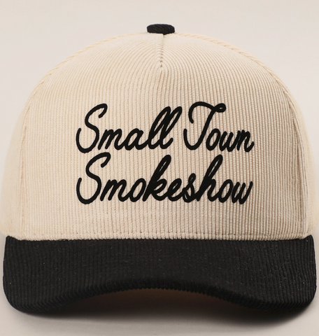 Fashion City Small Town Smokeshow Cord Cap Black