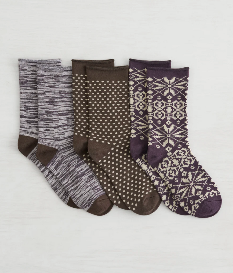 Lemon Pillow Polytam Crew Socks Plum