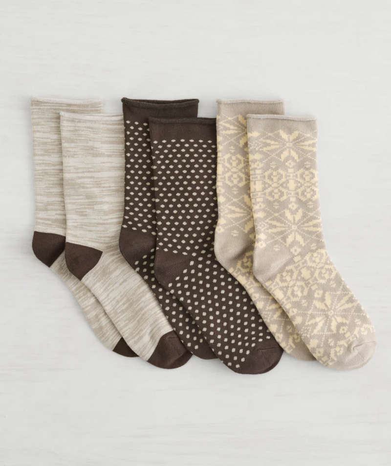 Lemon Pillow Polytam Crew Socks Light Beige