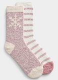 Lemon Cozy Crew Snowflake 2pk Socks Pink