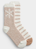 Lemon Cozy Crew Snowflake 2pk Socks Tan