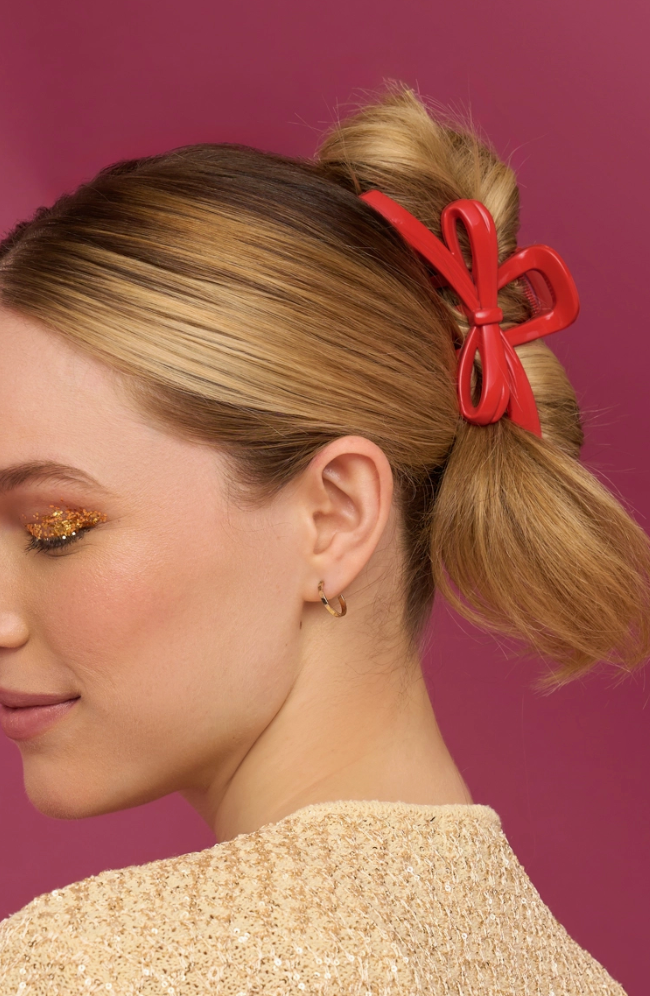 Kitsch Grinch Bow Clip Red