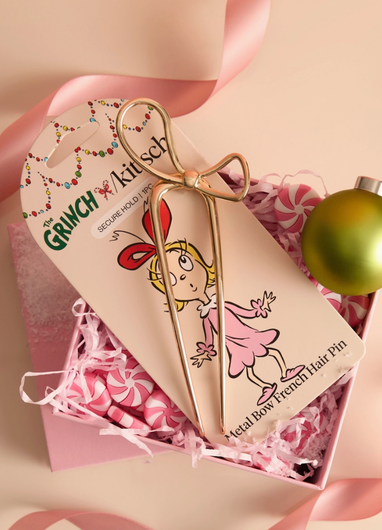 Kitsch French Hair Pin Cindy Lou Who Gold Bow