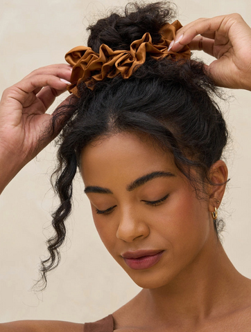 Kitsch Ruffle Scrunchie Camel