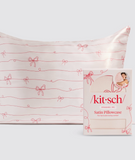 Kitsch Satin Pillow Case Standard Stripe Bows