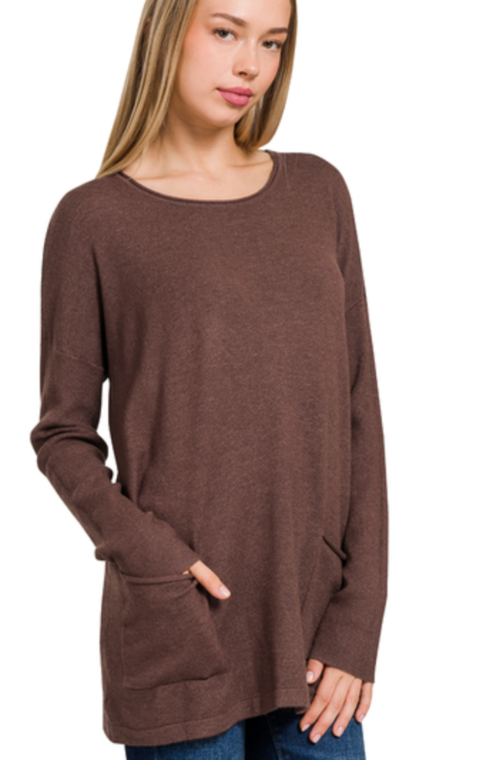 ZENANA Tilly Tunic Heather Mahogany