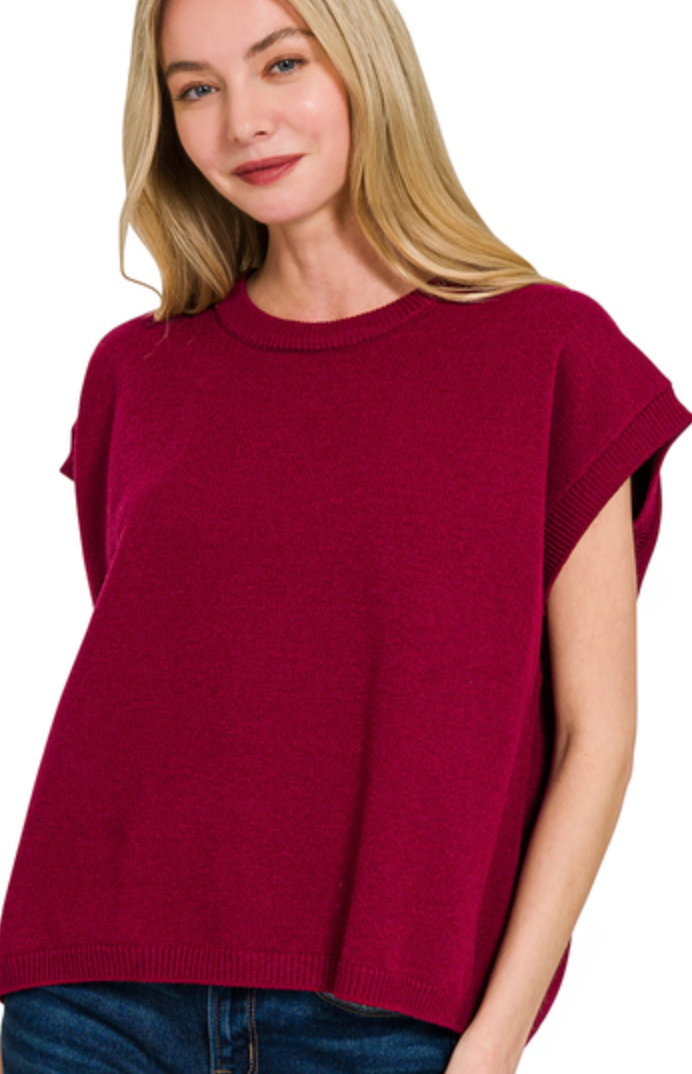 ZENANA Margo Sweater Vest Cabernet