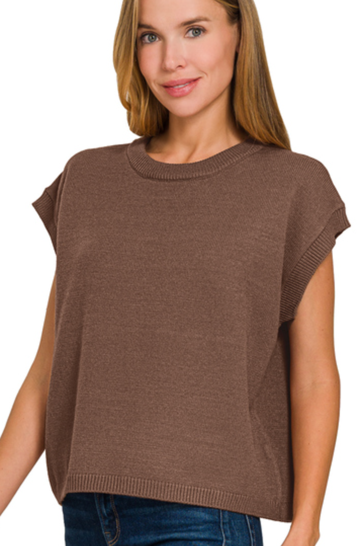 ZENANA Margo Sweater Vest Brown