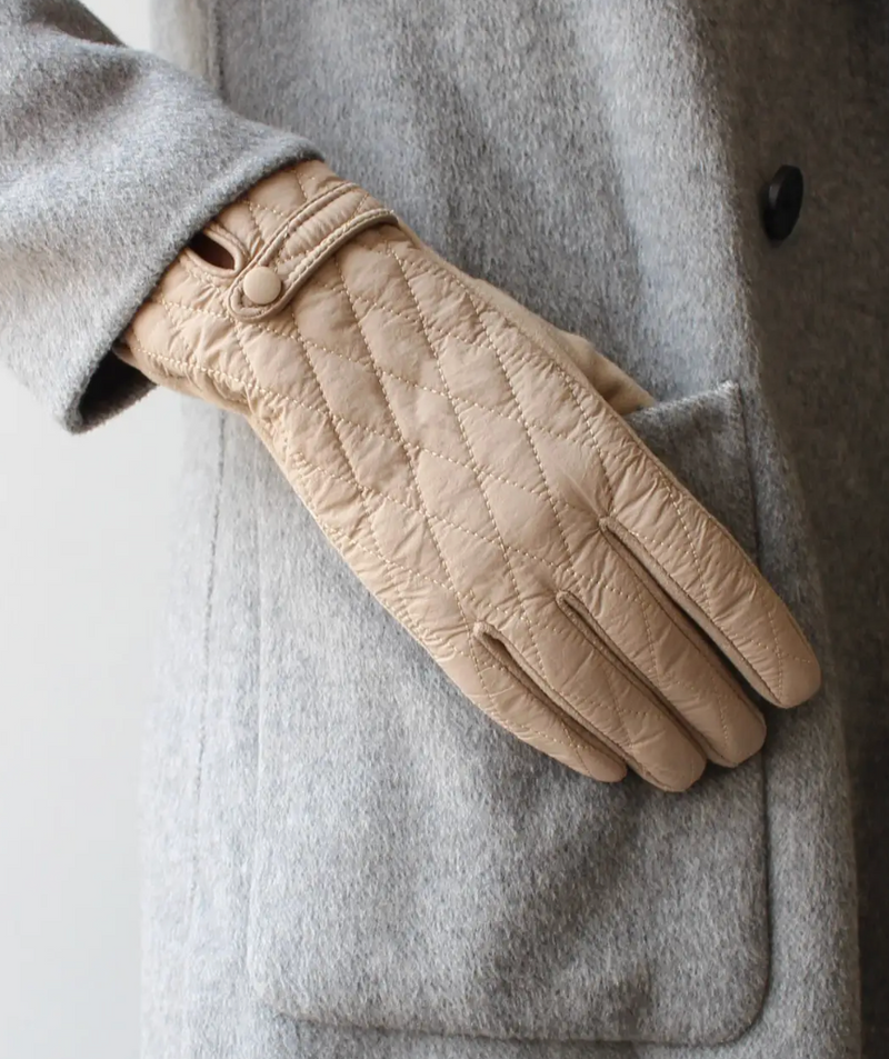 La Sole Diamond Stitch Gloves Beige