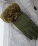 La Sole Faux Fur Gloves Olive