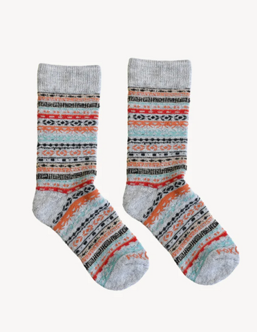 Pokoloko Crew Alpaca Socks Multi Grey